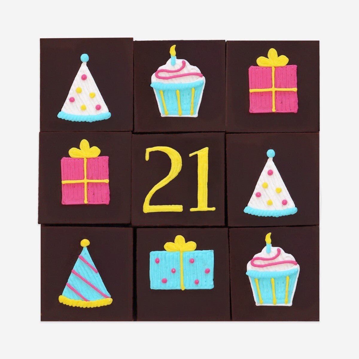 21st Birthday Milestone Brownies - Biscuiteers