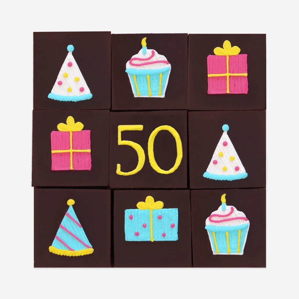 50th Birthday Milestone Brownies - Biscuiteers