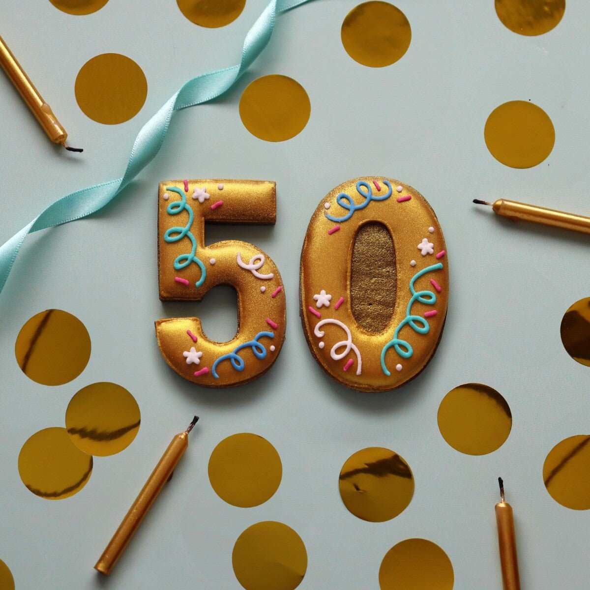 50th Birthday Milestone Letterbox Biscuit - Biscuiteers
