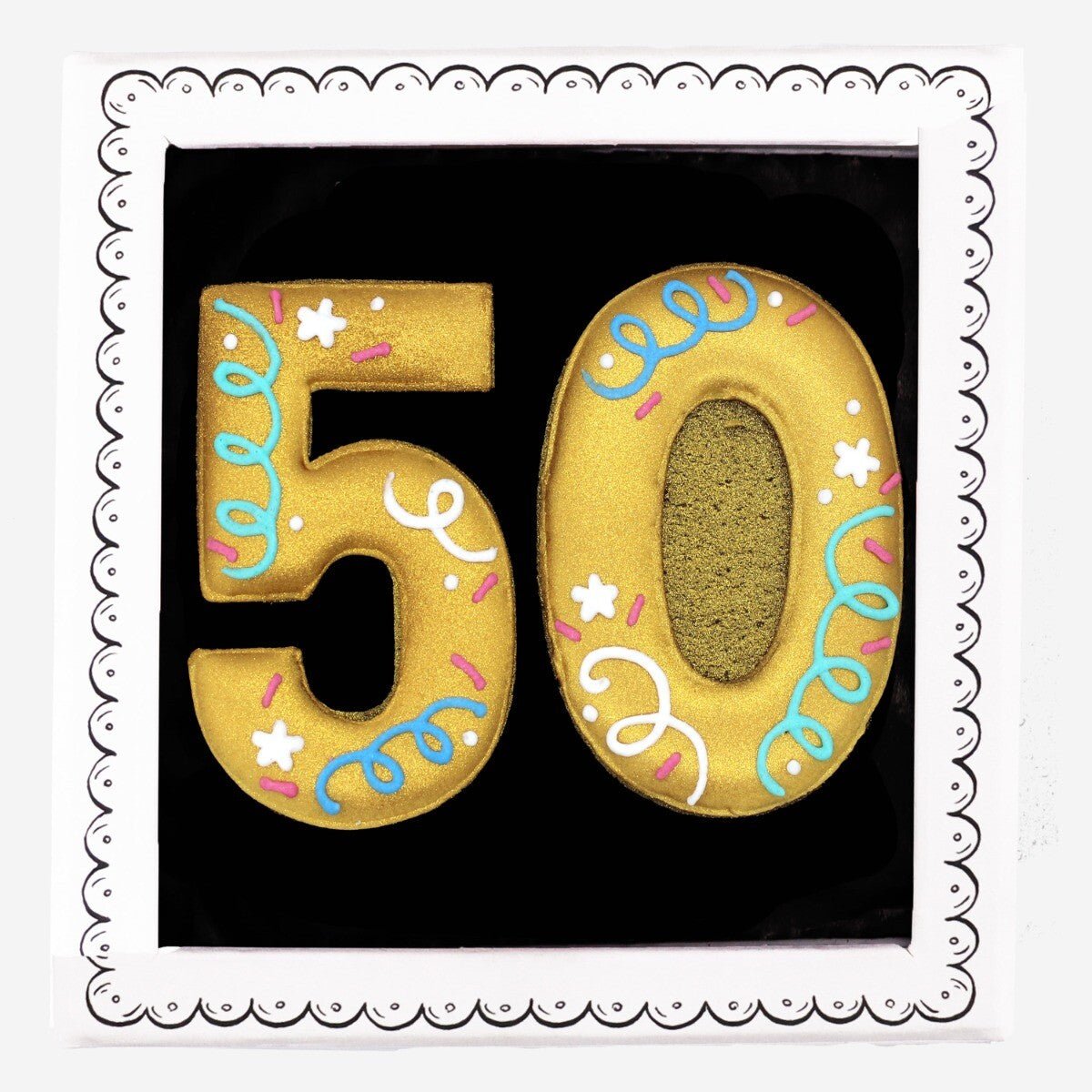 50th Birthday Milestone Letterbox Biscuit - Biscuiteers