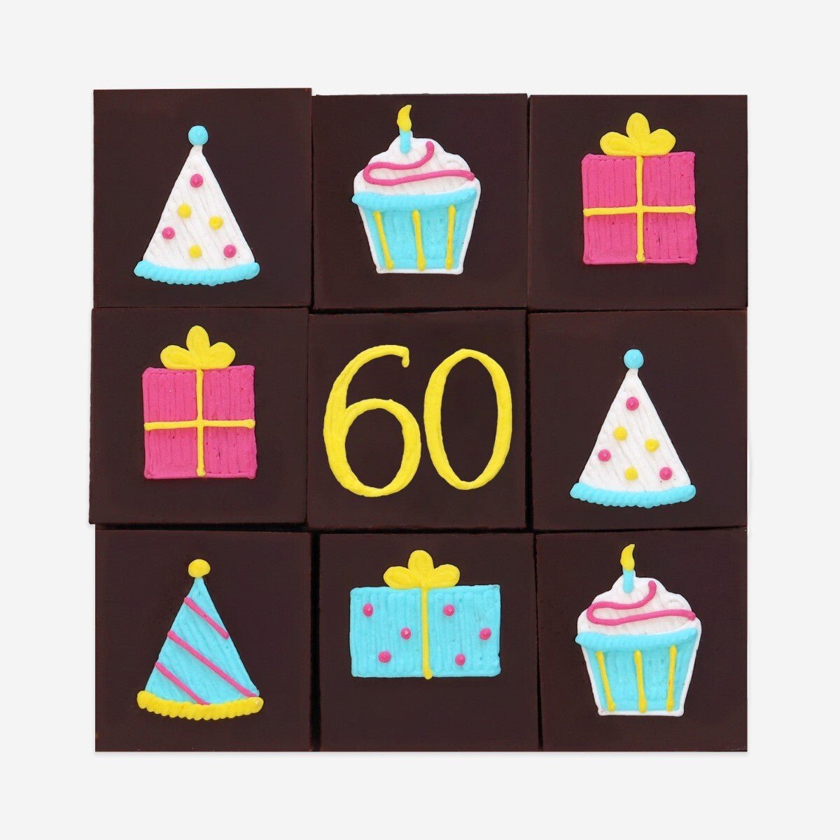 60th Birthday Milestone Brownies - Biscuiteers