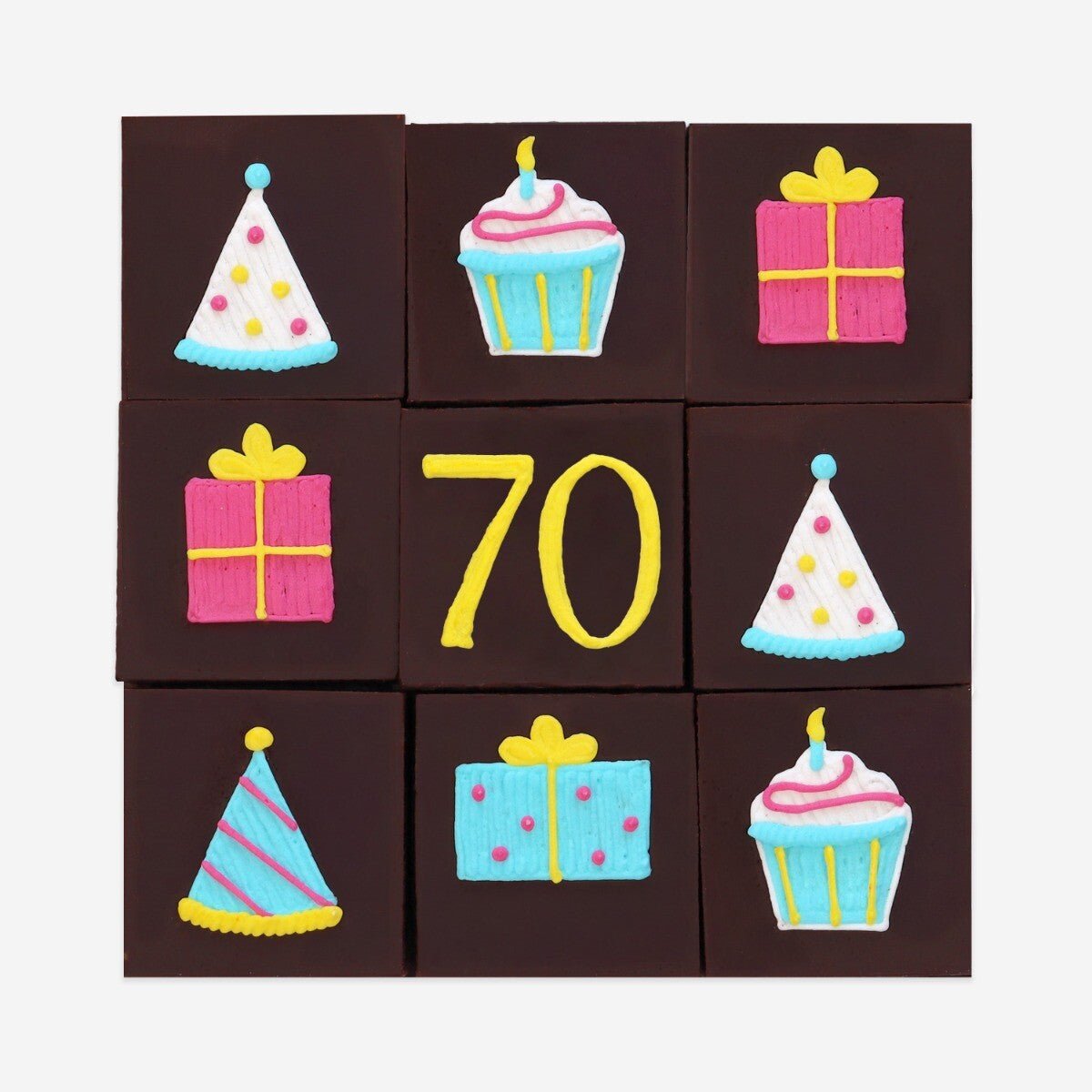 70th Birthday Milestone Brownies - Biscuiteers