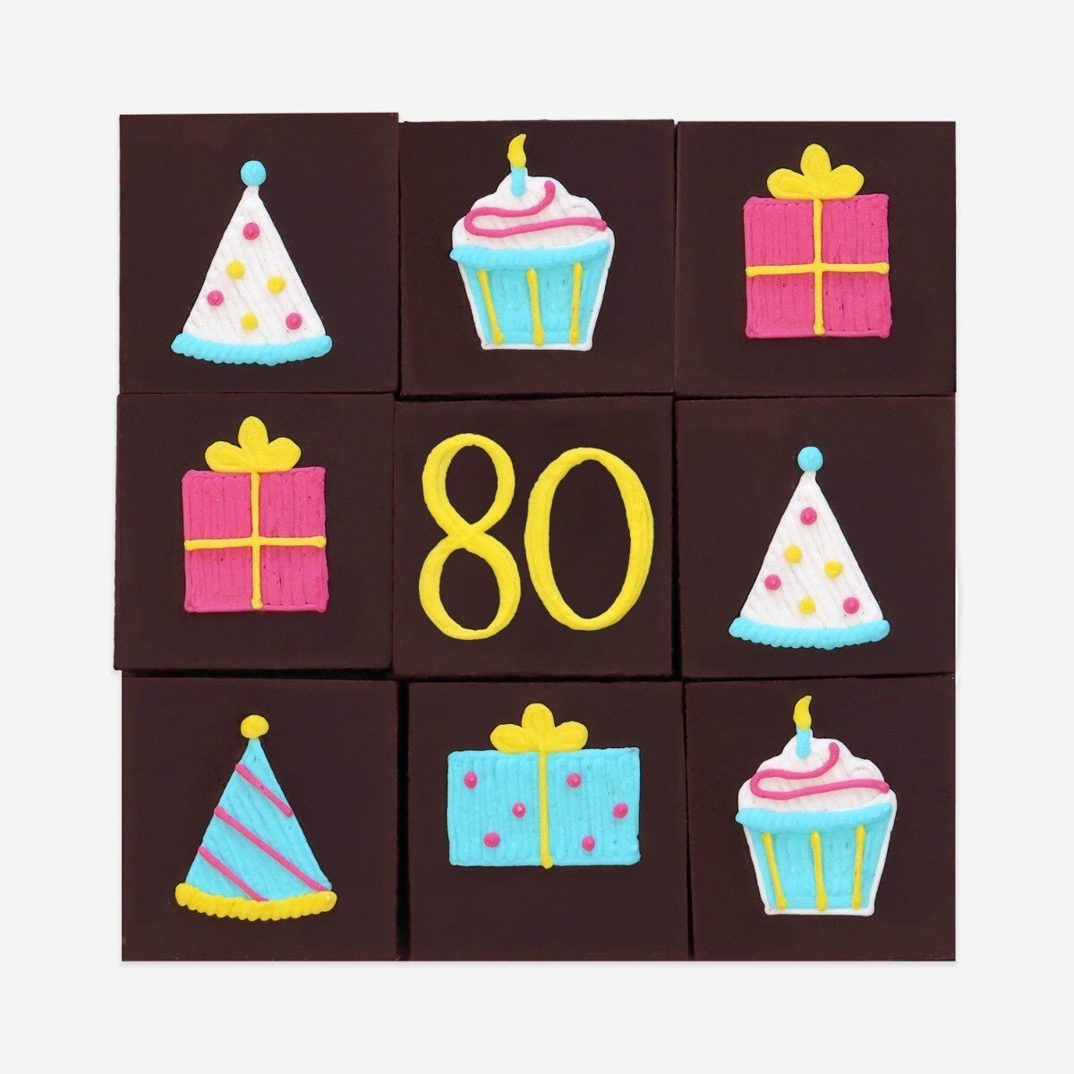 80th Birthday Milestone Brownies - Biscuiteers