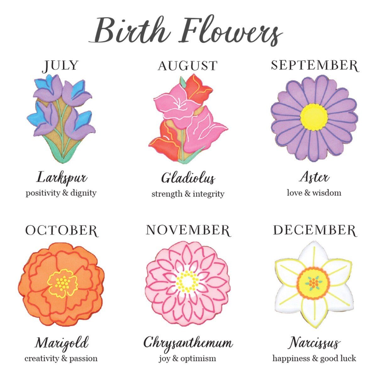 Aster September Birth Flower Letterbox Biscuit - Biscuiteers