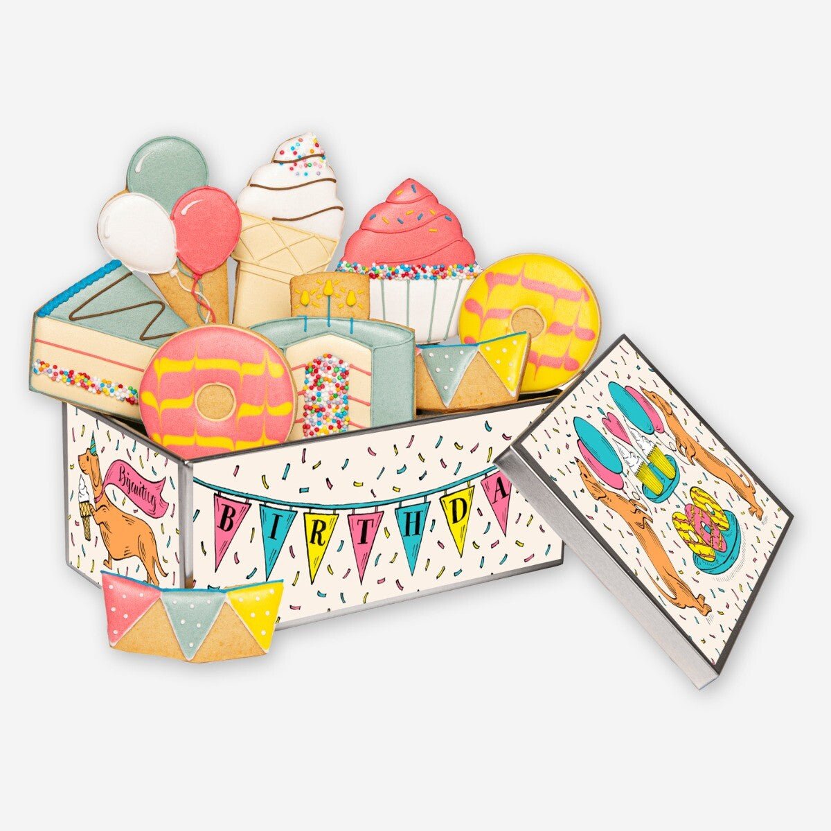 Birthday Treats Macaron Gift Box - Biscuiteers