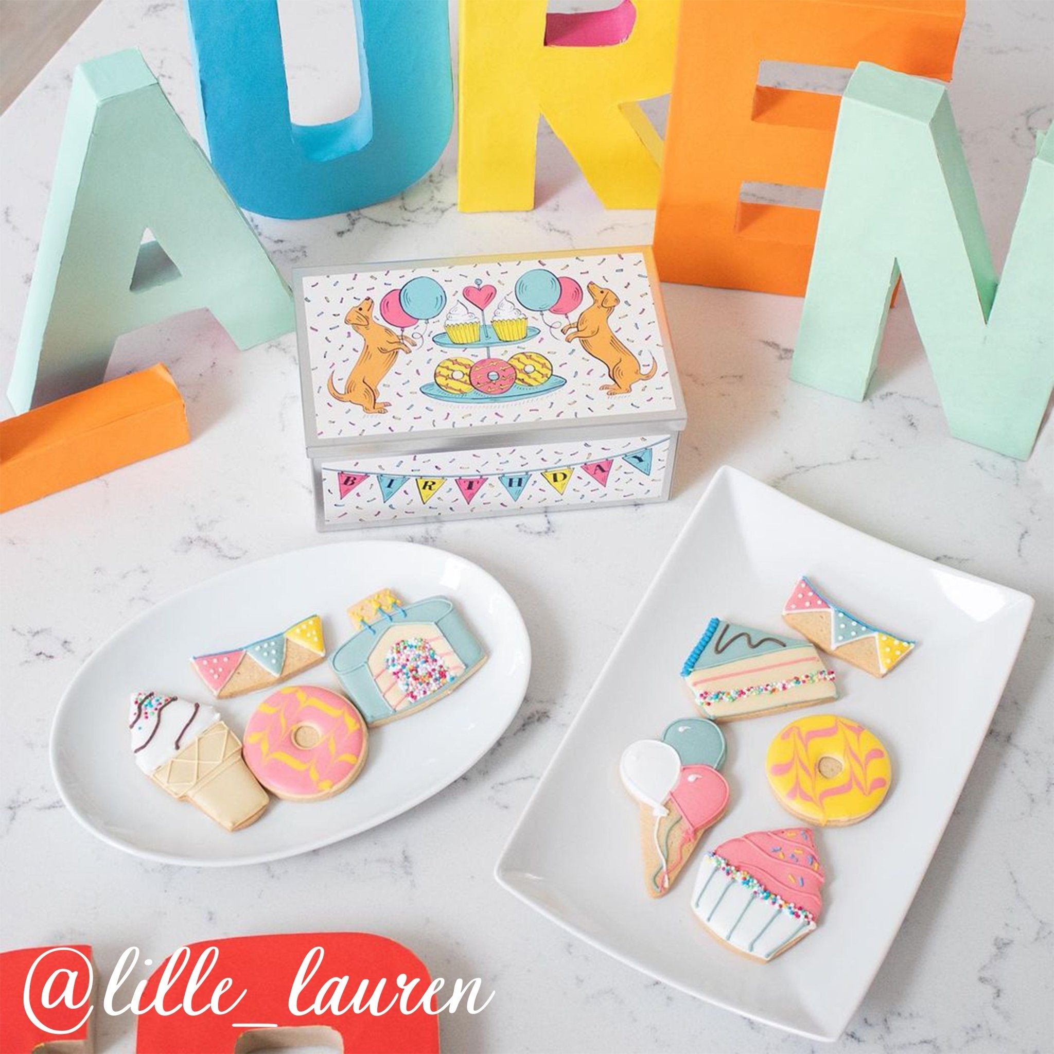 Birthday Treats Macaron Gift Box - Biscuiteers