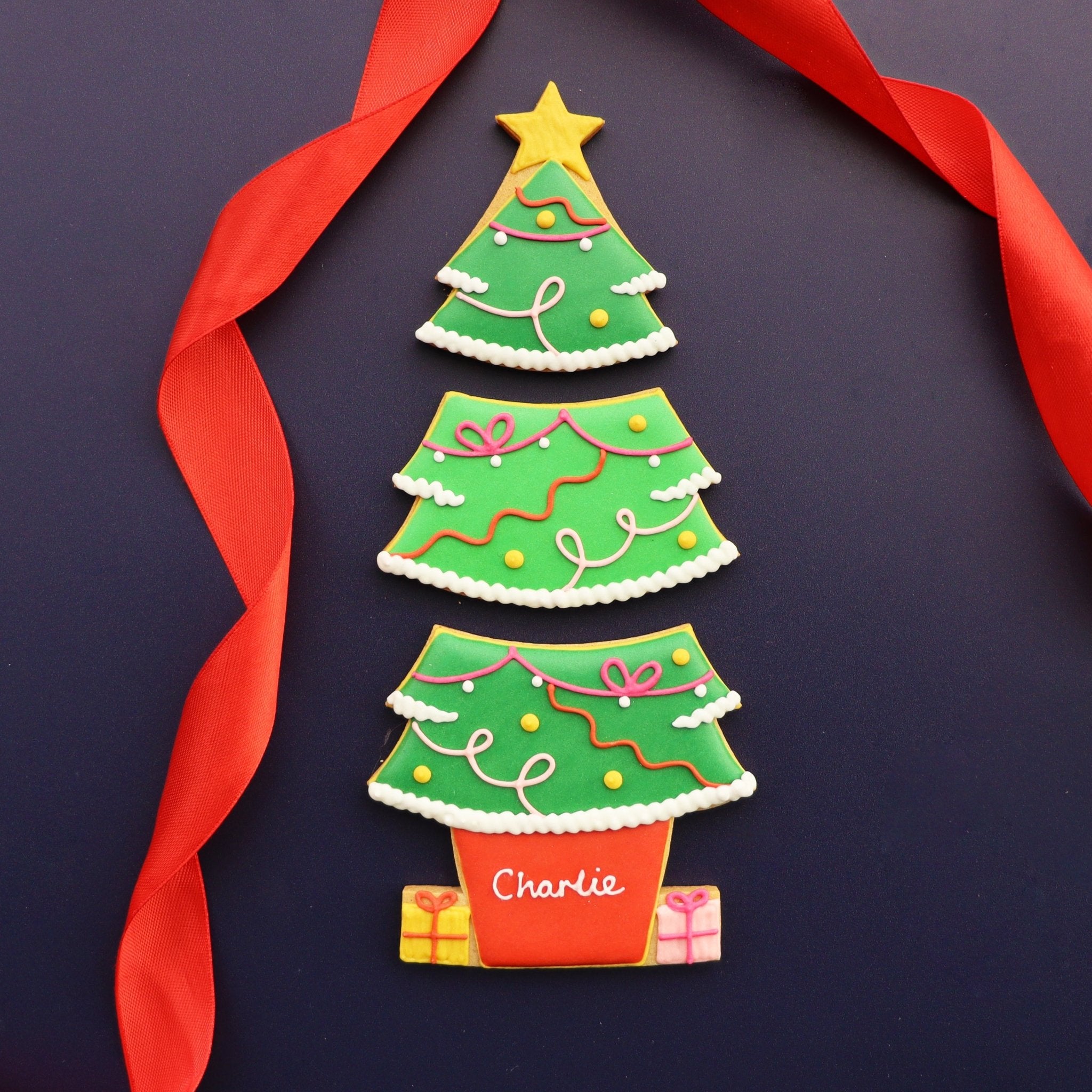 Personalised Christmas Tree Letterbox Biscuits - Biscuiteers