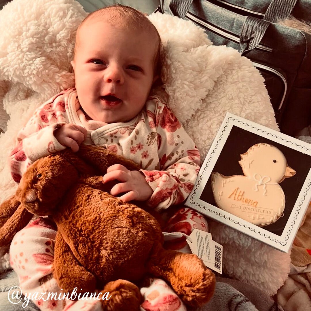 Personalised New Baby Duck Letterbox Biscuit - Biscuiteers
