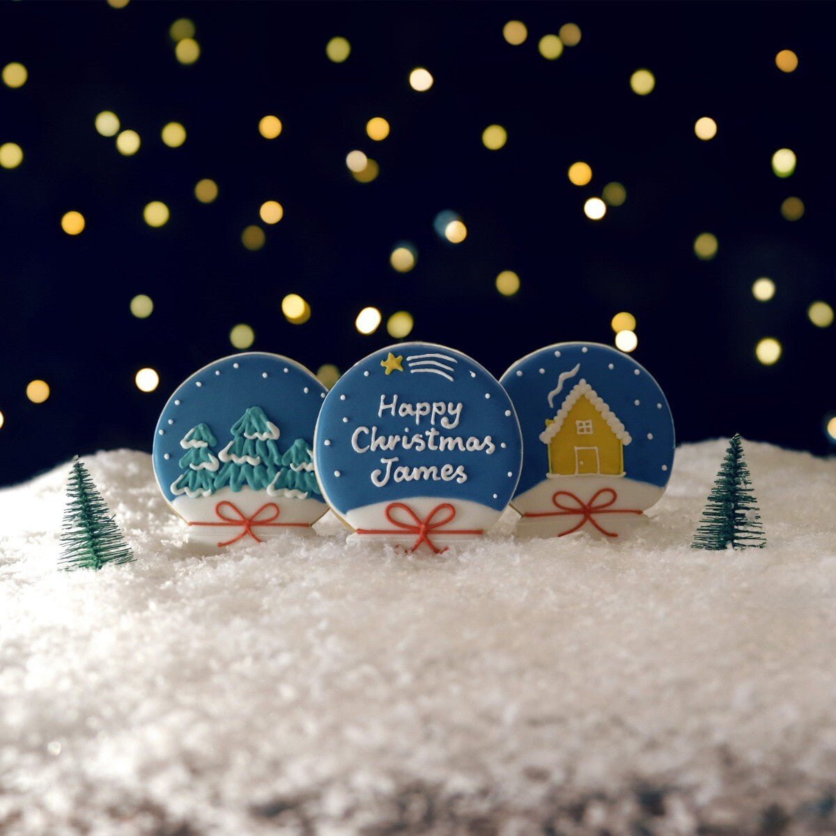 Personalised Without Wheat Snow Globes Letterbox Biscuits - Biscuiteers