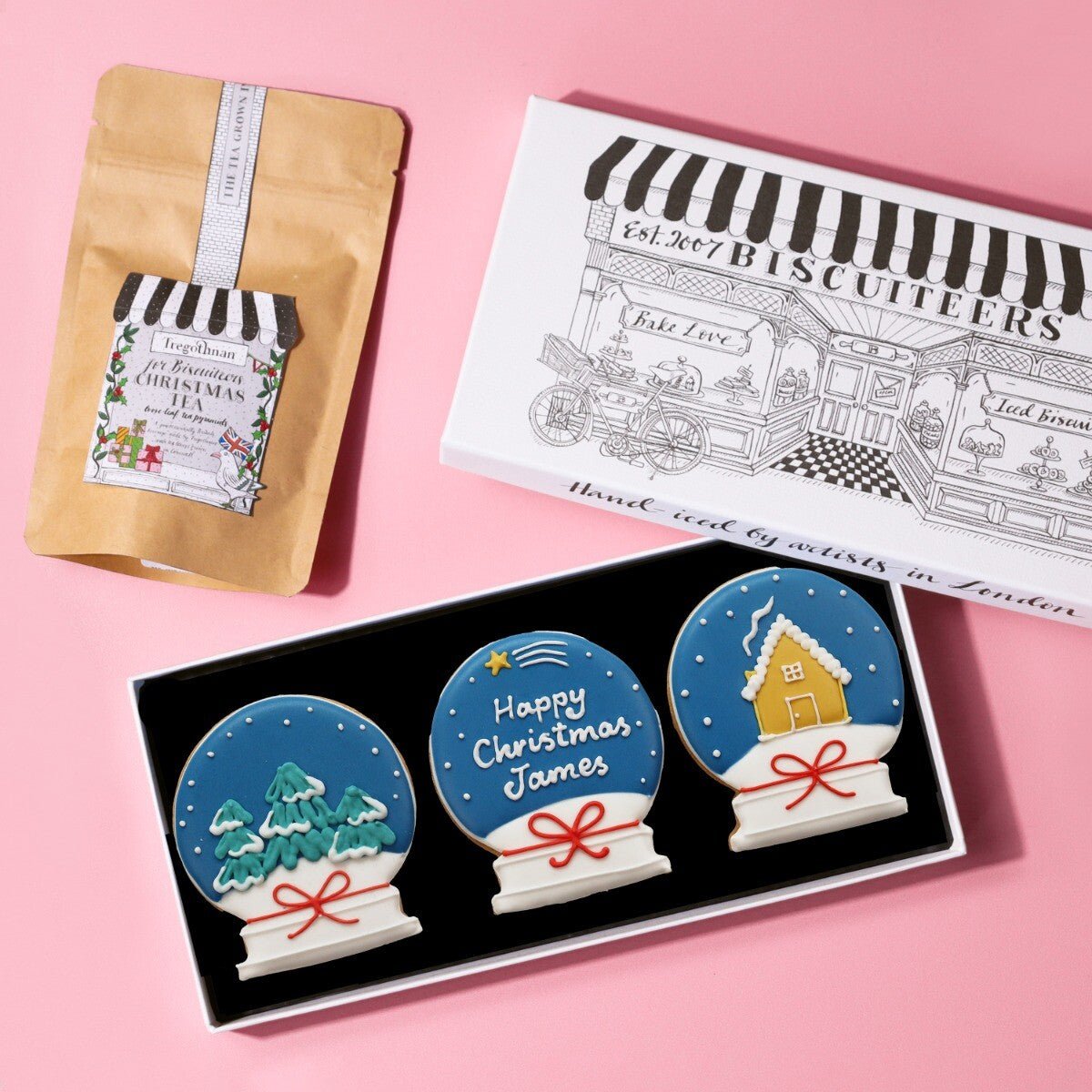 Snow Globes Letterbox Tea Gift Box - Biscuiteers