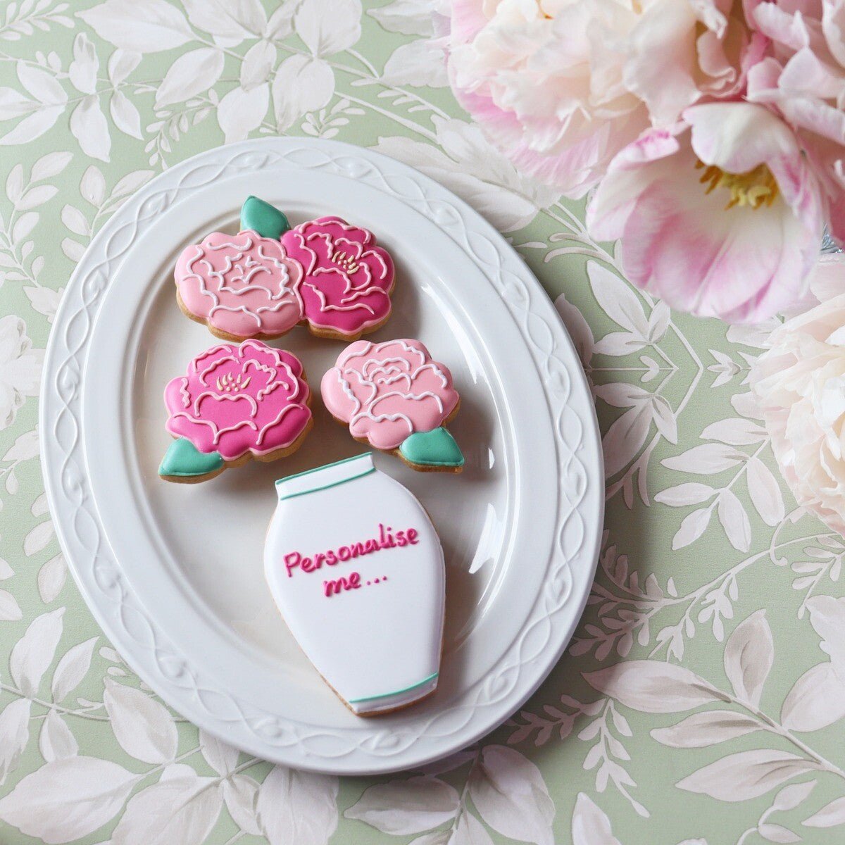 Vase Of Peonies Letterbox Biscuits - Biscuiteers