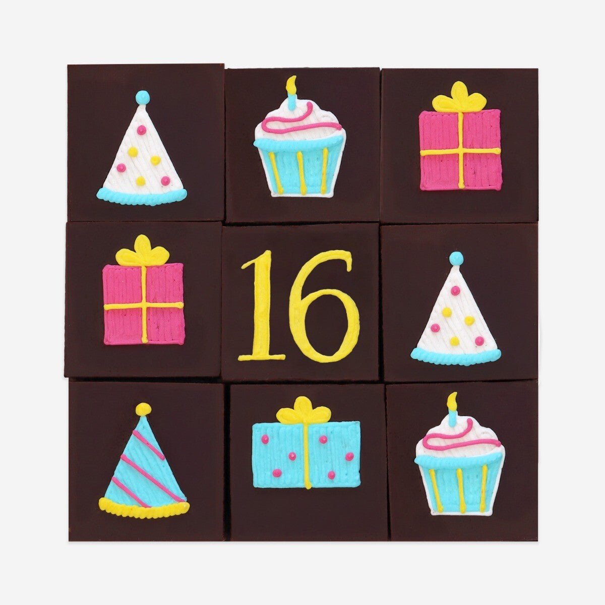 16th Birthday Milestone Brownies - Biscuiteers