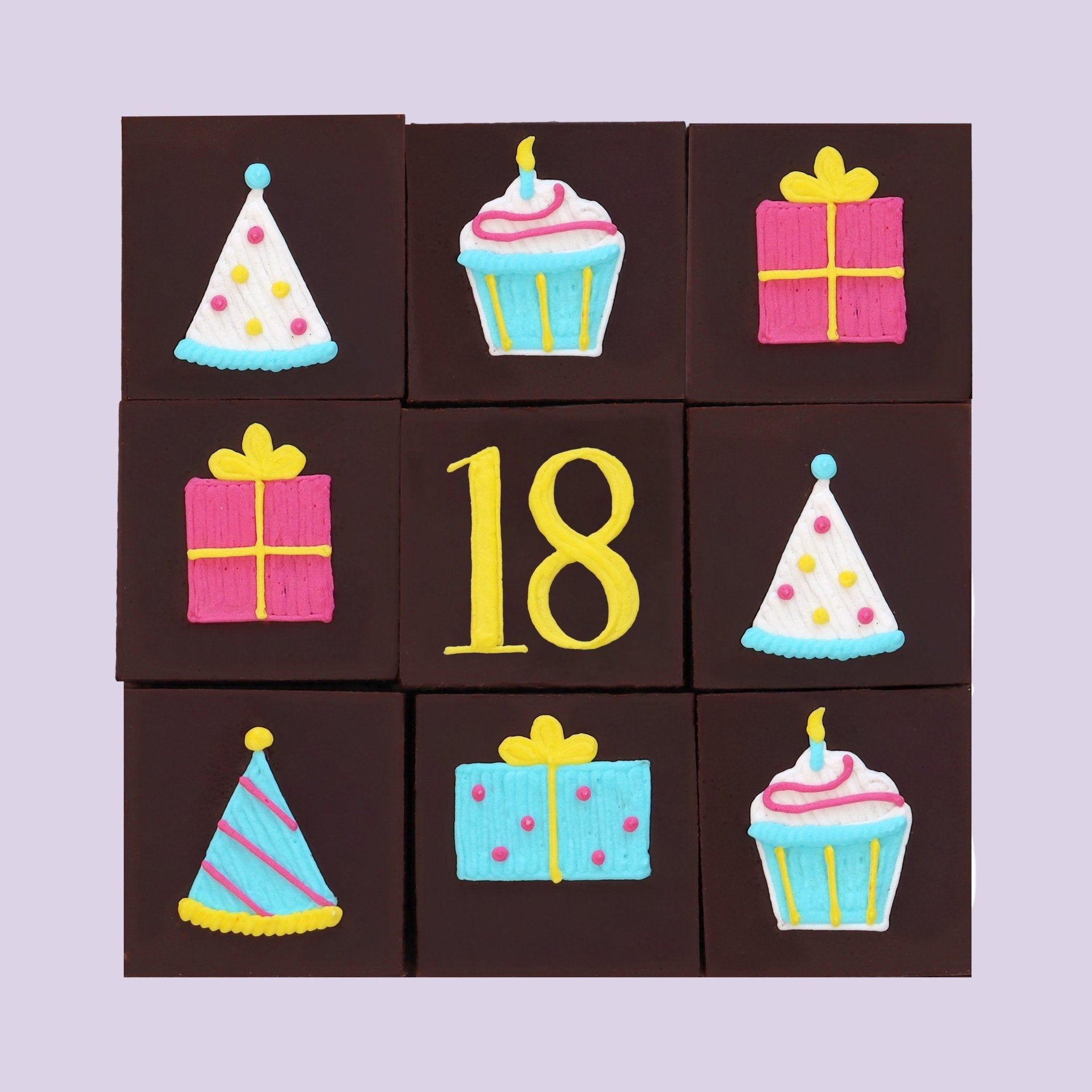 18th Birthday Milestone Brownies - Biscuiteers