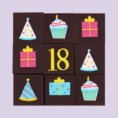 18th Birthday Milestone Brownies - Biscuiteers