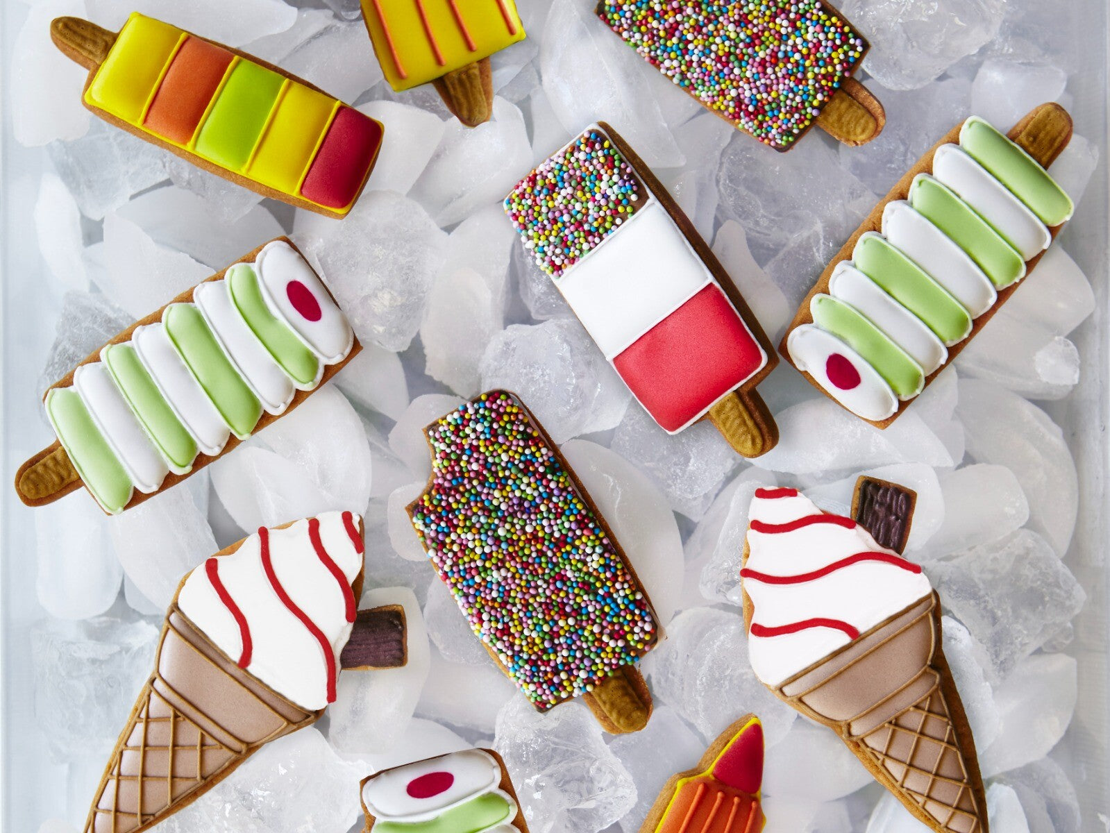 Hand-iced Ice Lollies Letterbox Biscuits in a tin, perfect personalised birthday gift or treat, Biscuiteers exclusive.