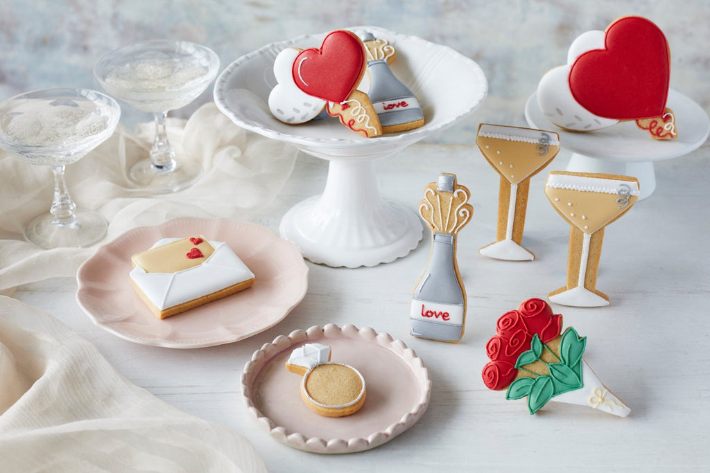 Hand-iced Engagement Luxury Gift Box with personalized biscuits, perfect biscuit tin gift for celebrations.