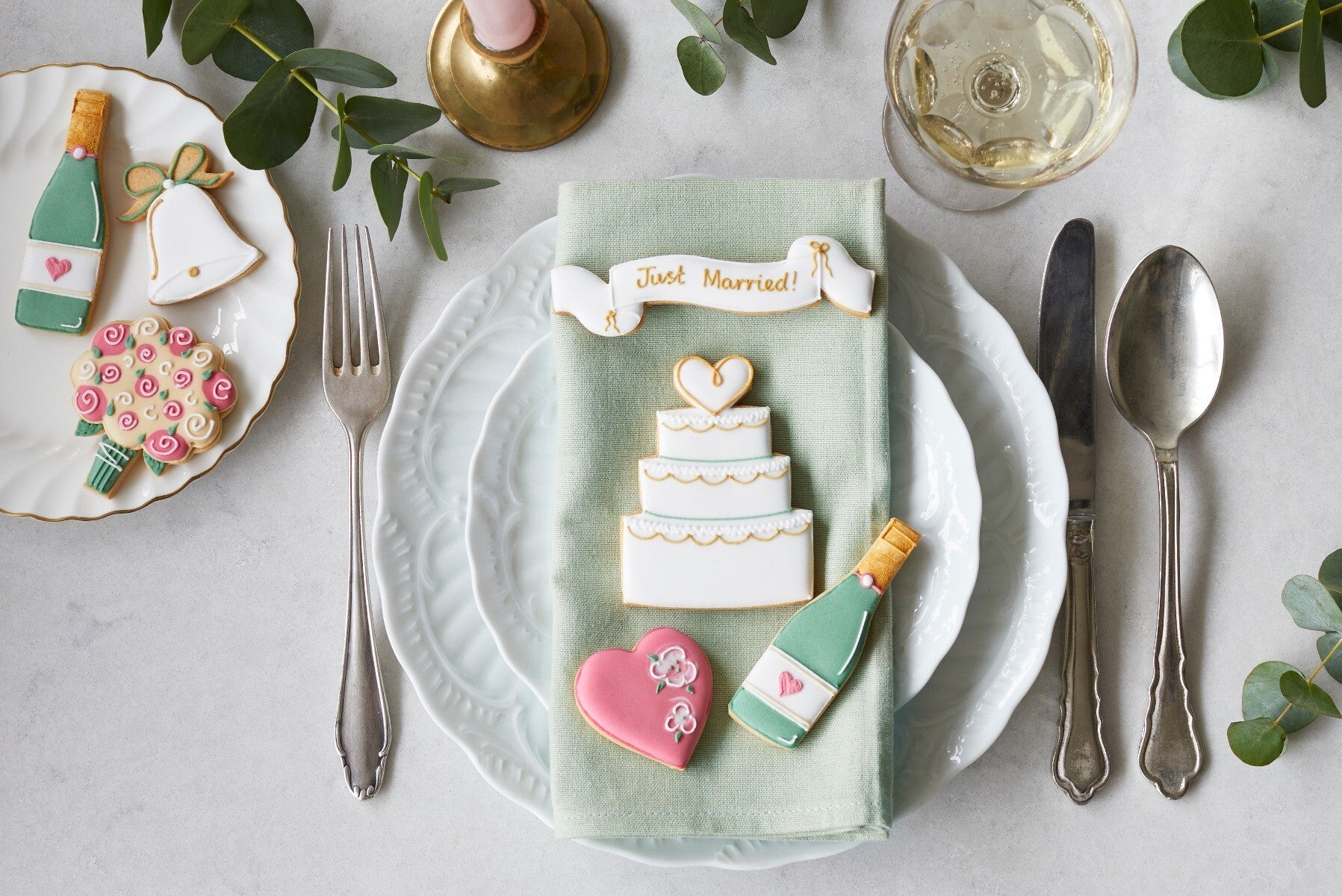 Hand-iced Wedding Gift Box biscuits in a luxe tin, perfect personalised gift for newlyweds.