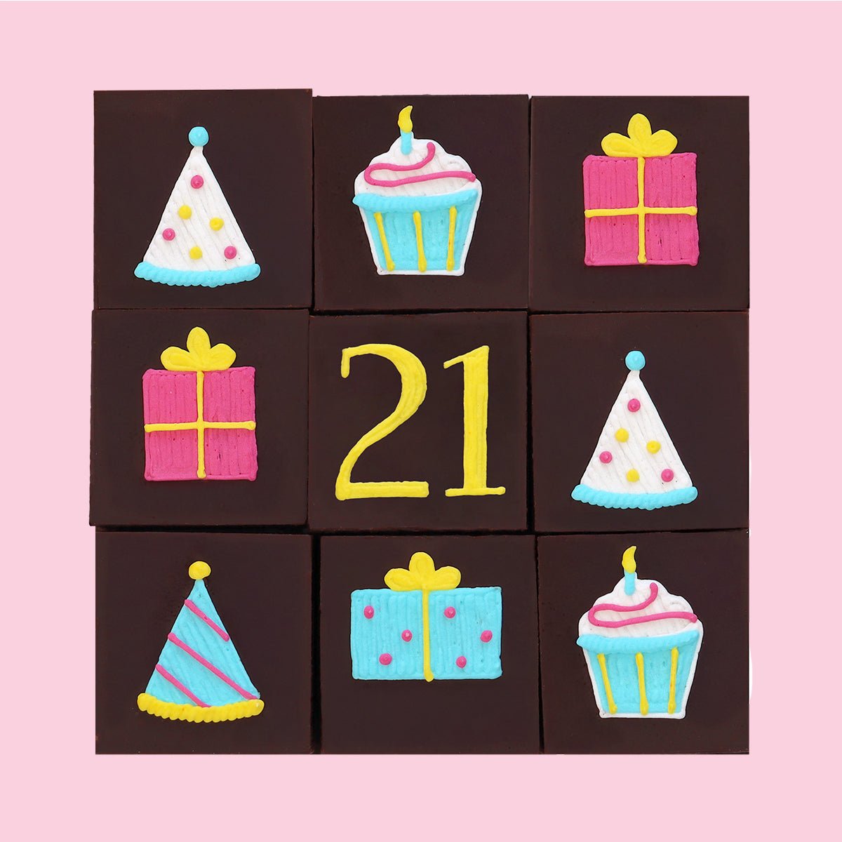 21st Birthday Milestone Brownies - Biscuiteers