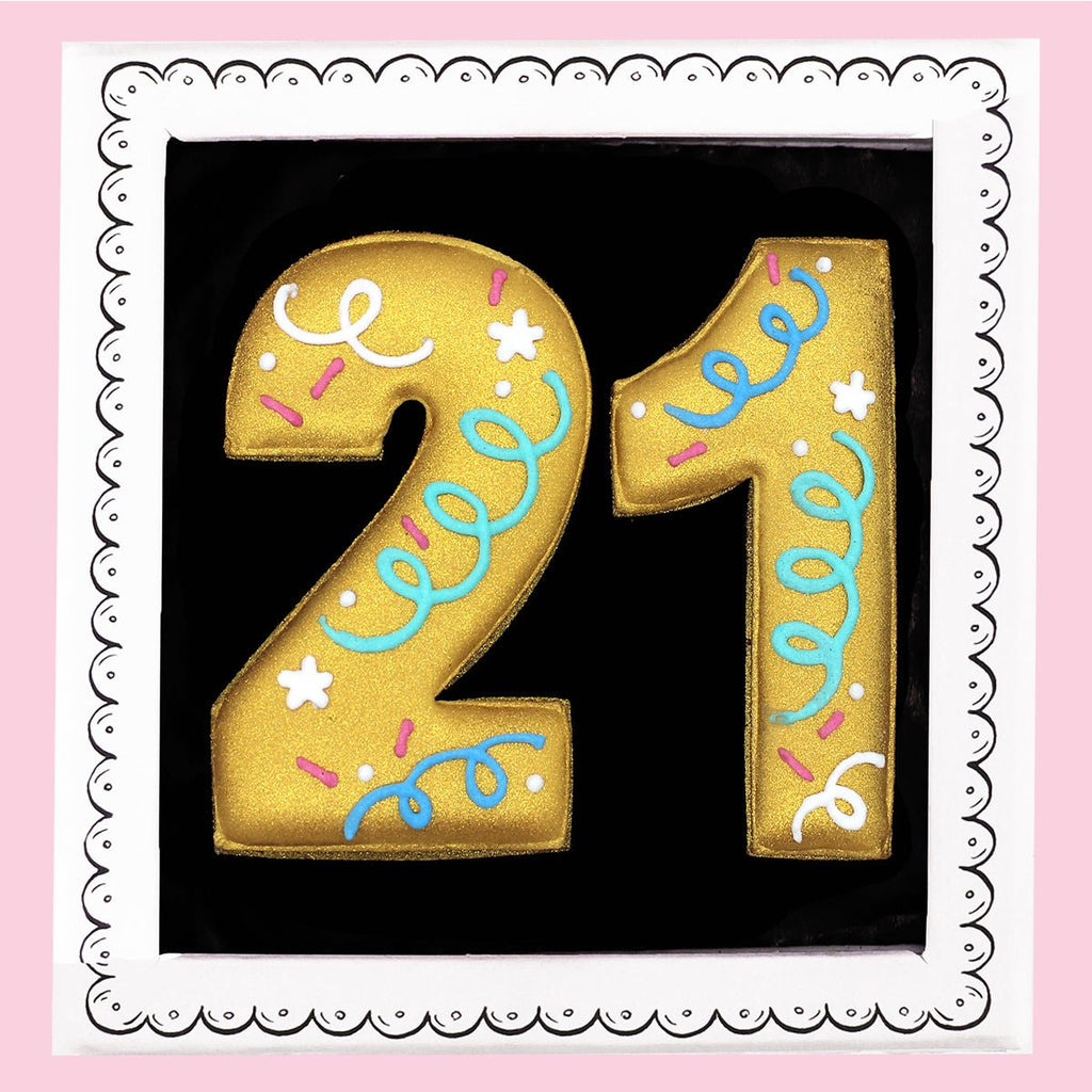 21st Birthday Milestone Letterbox Biscuit - Biscuiteers