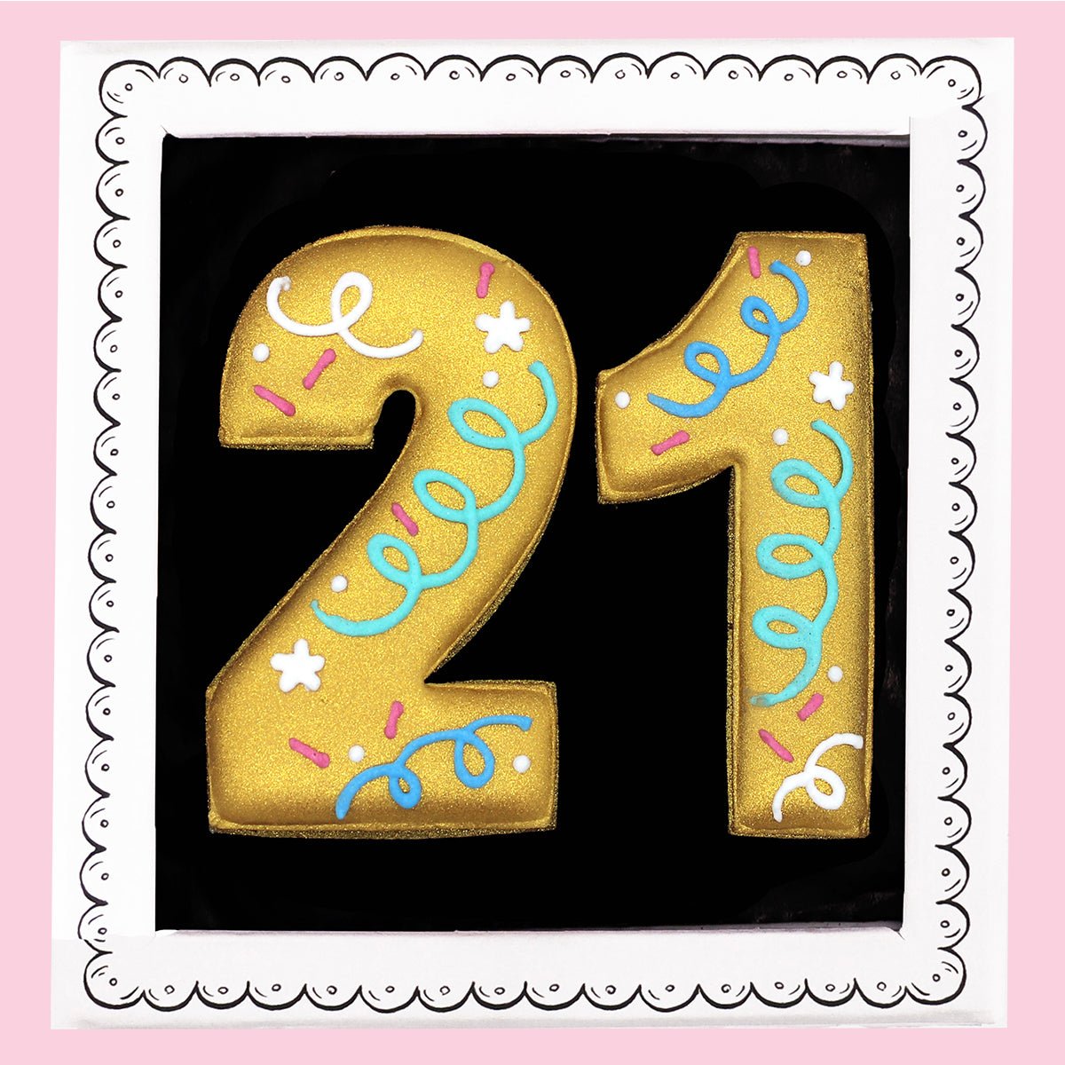 21st Birthday Milestone Letterbox Biscuit - Biscuiteers