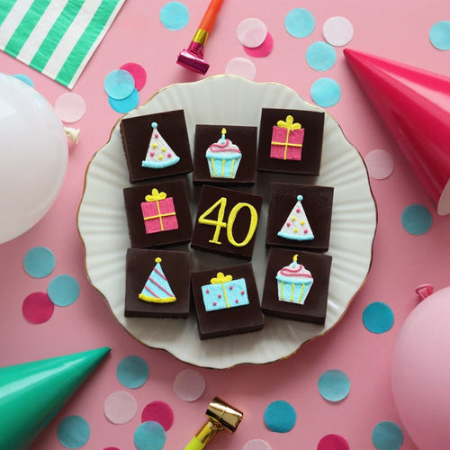 40th Birthday Milestone Brownies - Biscuiteers