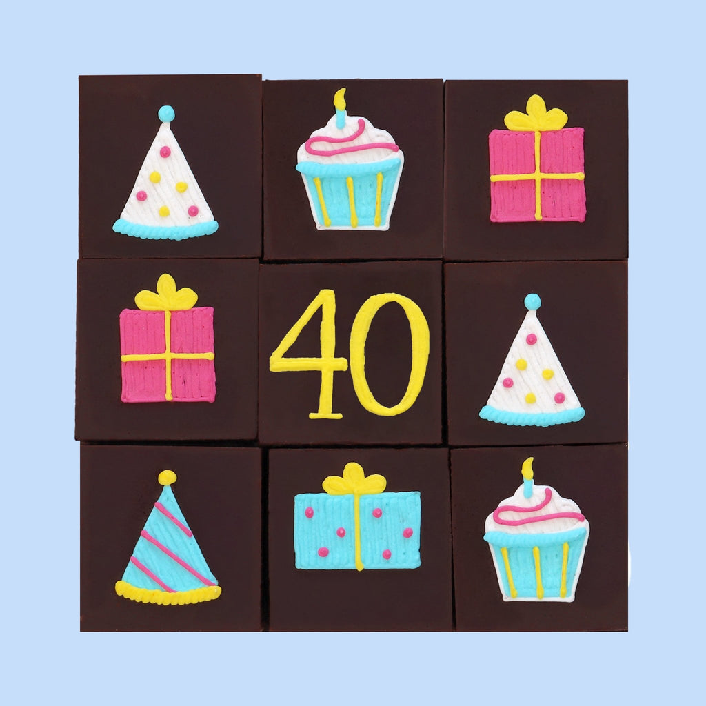 40th Birthday Milestone Brownies - Biscuiteers