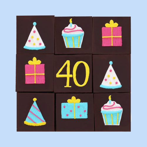 40th Birthday Milestone Brownies - Biscuiteers