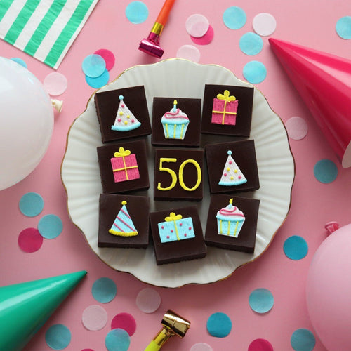 50th Birthday Milestone Brownies - Biscuiteers