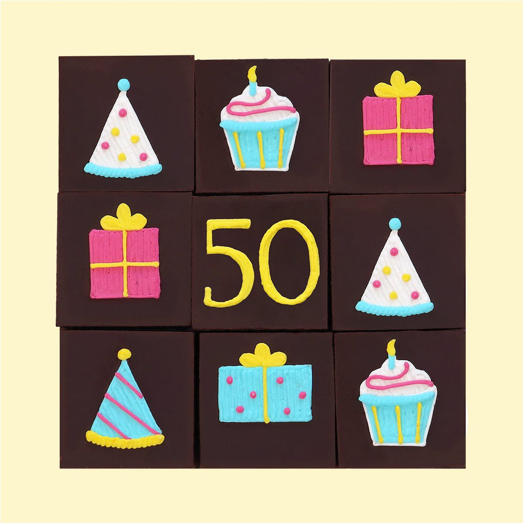 50th Birthday Milestone Brownies - Biscuiteers