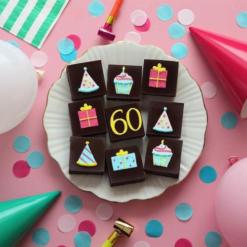 60th Birthday Milestone Brownies - Biscuiteers