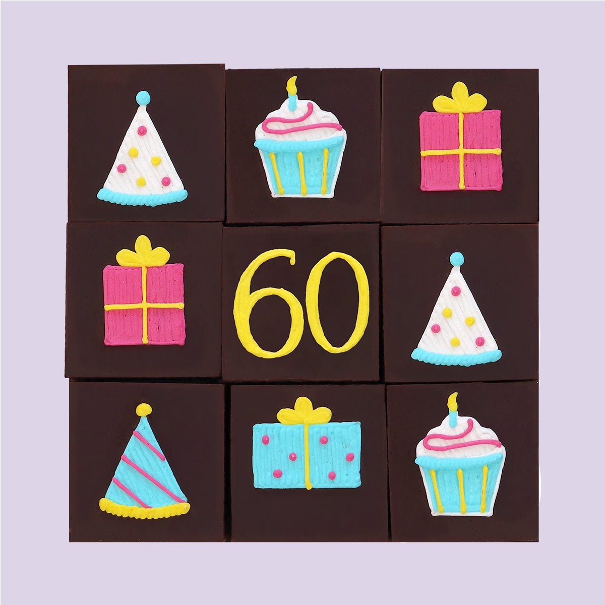 60th Birthday Milestone Brownies - Biscuiteers