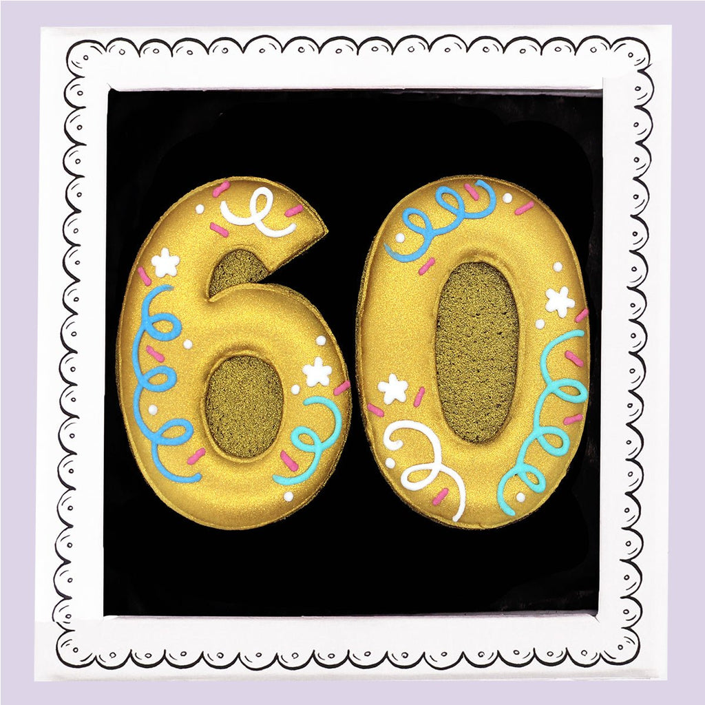60th Birthday Milestone Letterbox Biscuit - Biscuiteers
