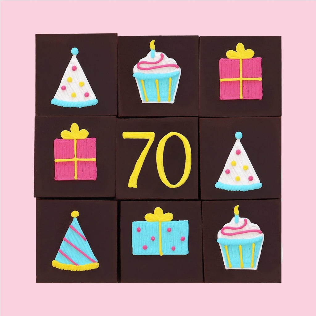 70th Birthday Milestone Brownies - Biscuiteers