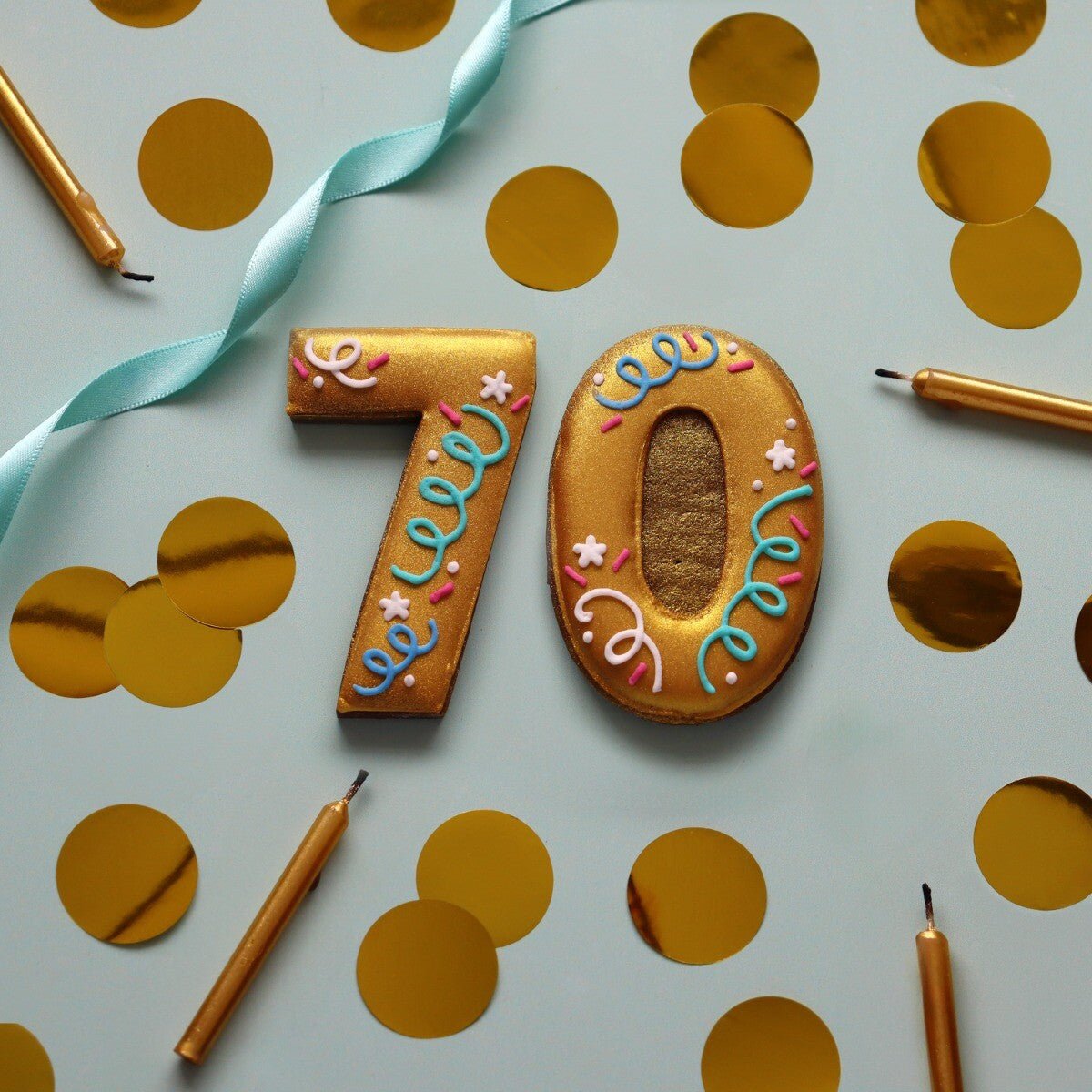 70th Birthday Milestone Letterbox Biscuit - Biscuiteers