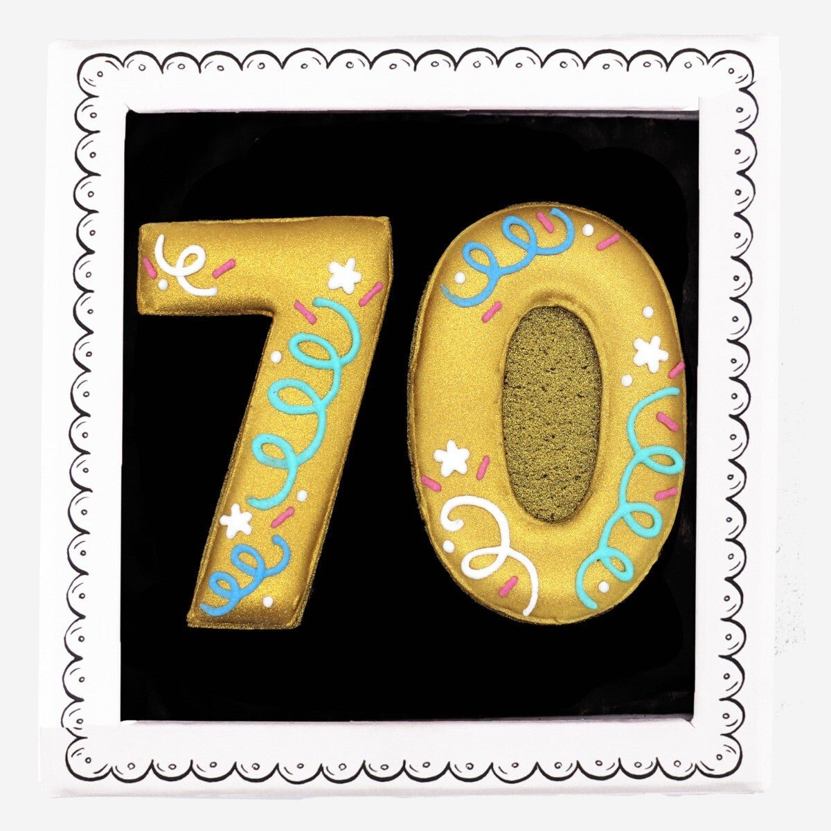 70th Birthday Milestone Letterbox Biscuit - Biscuiteers