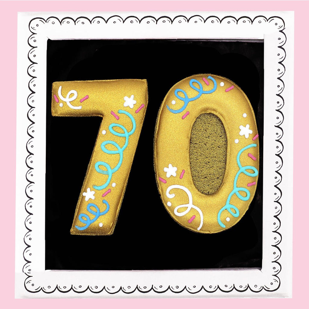 70th Birthday Milestone Letterbox Biscuit - Biscuiteers