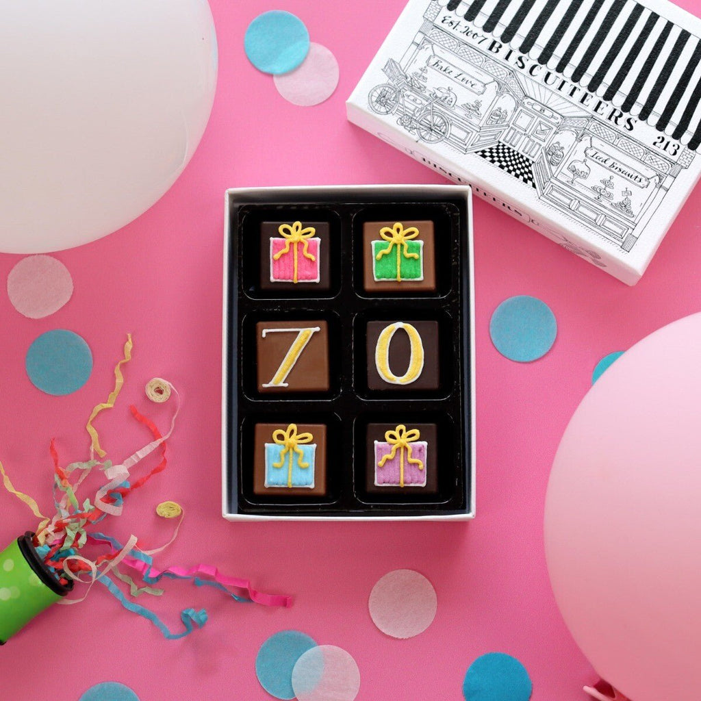 70th Birthday Milestone Little Box Of Chocolates - Biscuiteers