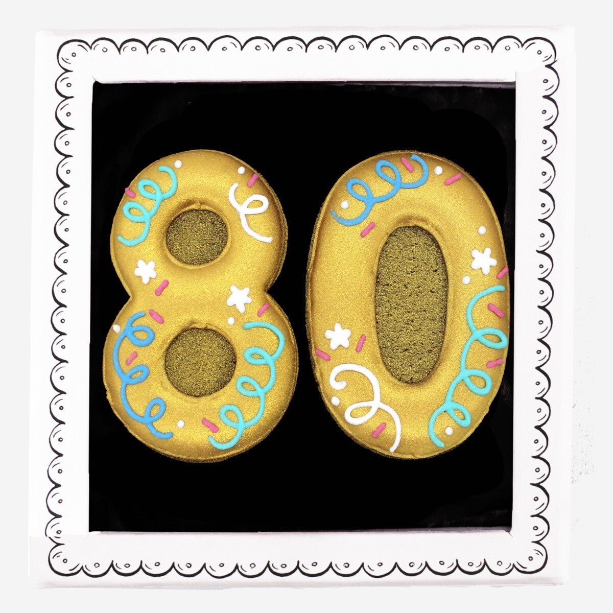 80th Birthday Milestone Letterbox Biscuit - Biscuiteers