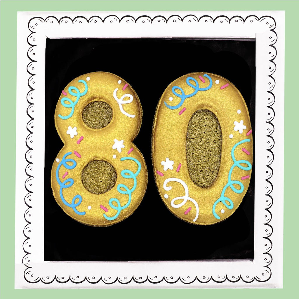 80th Birthday Milestone Letterbox Biscuit - Biscuiteers