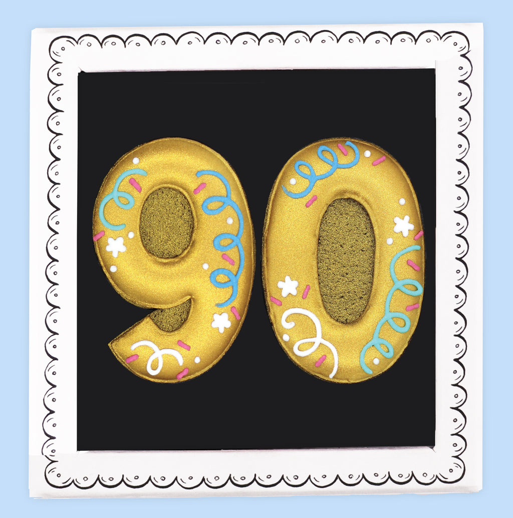 90th Birthday Milestone Letterbox Biscuit