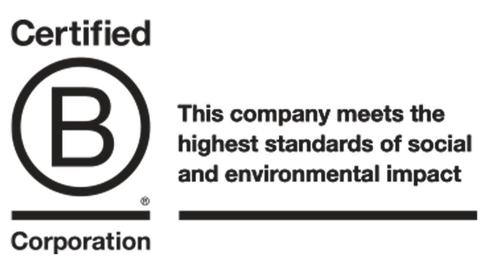 Certified B Corporation logo with text on a white background