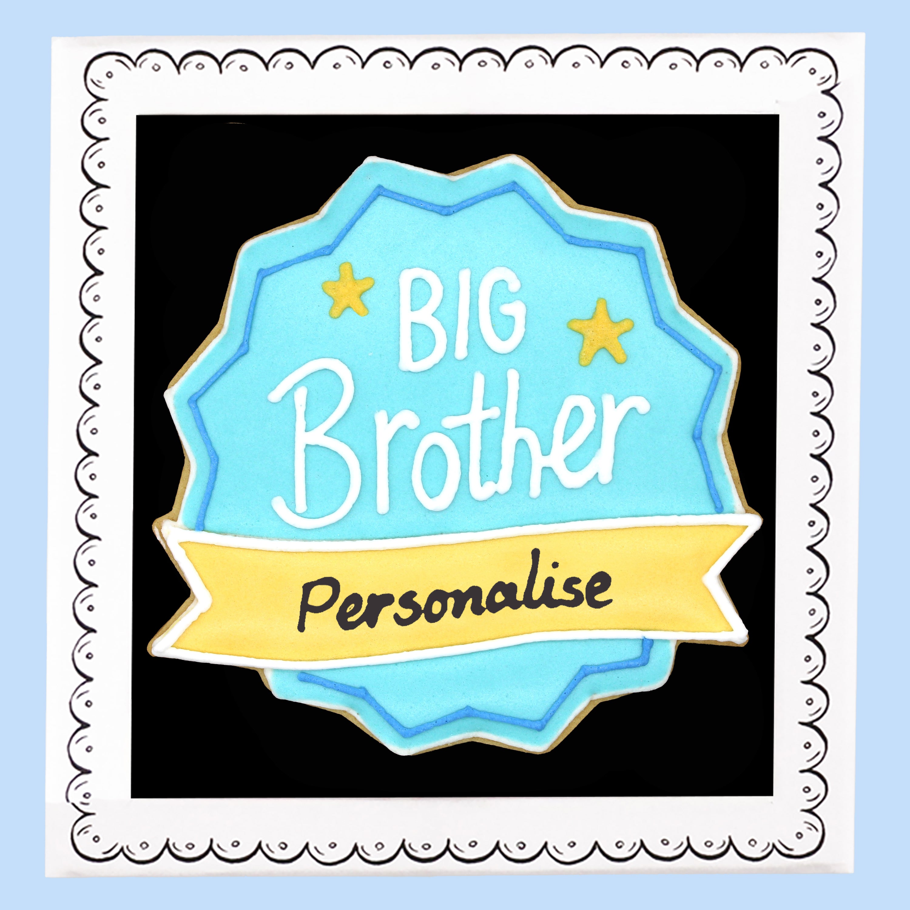 Personalised Big Brother Badge Letterbox Biscuit