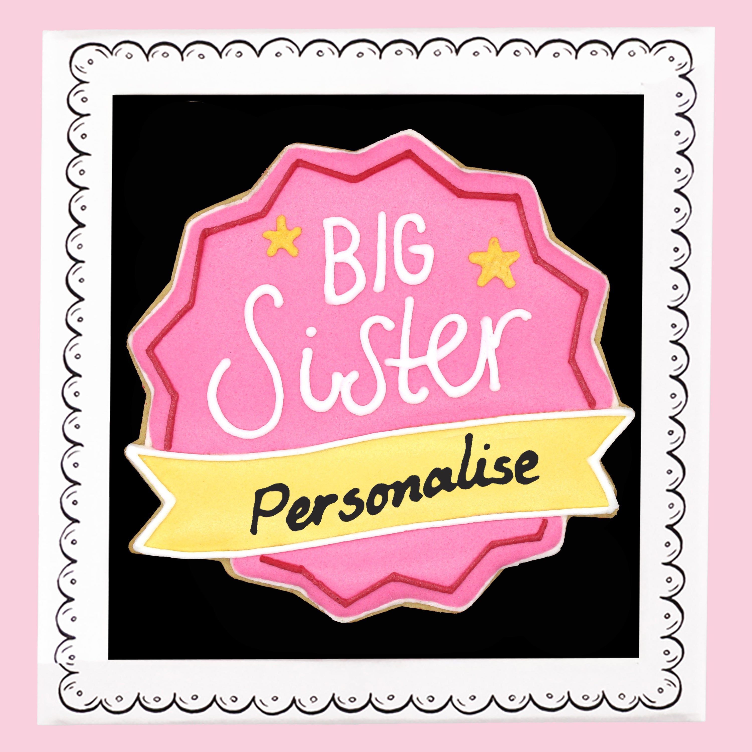 Personalised Big Sister Badge Letterbox Biscuit