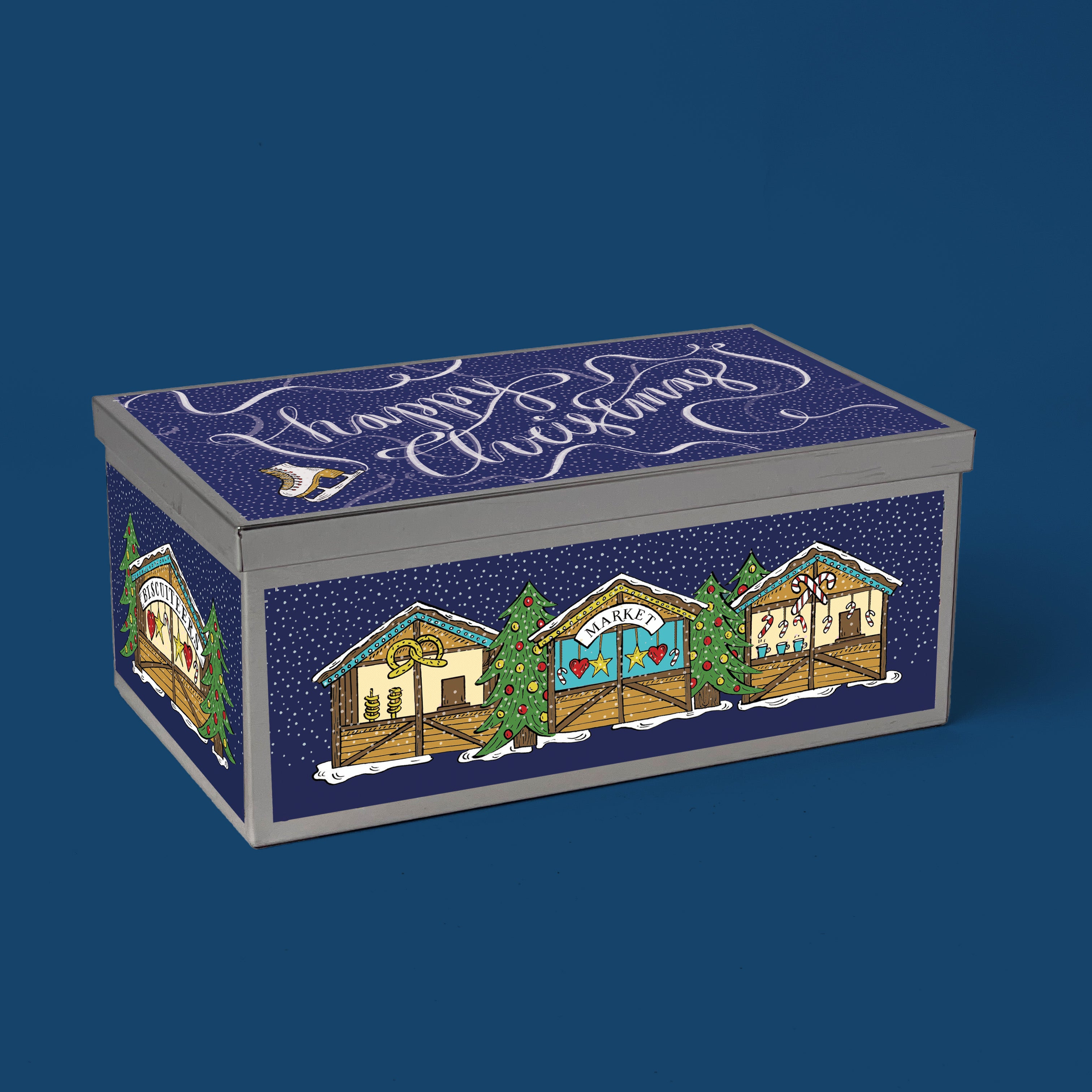 Personalised Christmas Market Biscuit Tin