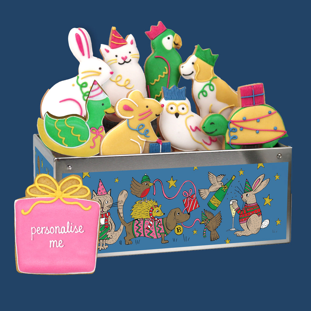 Christmas Party Animals Biscuit Tin