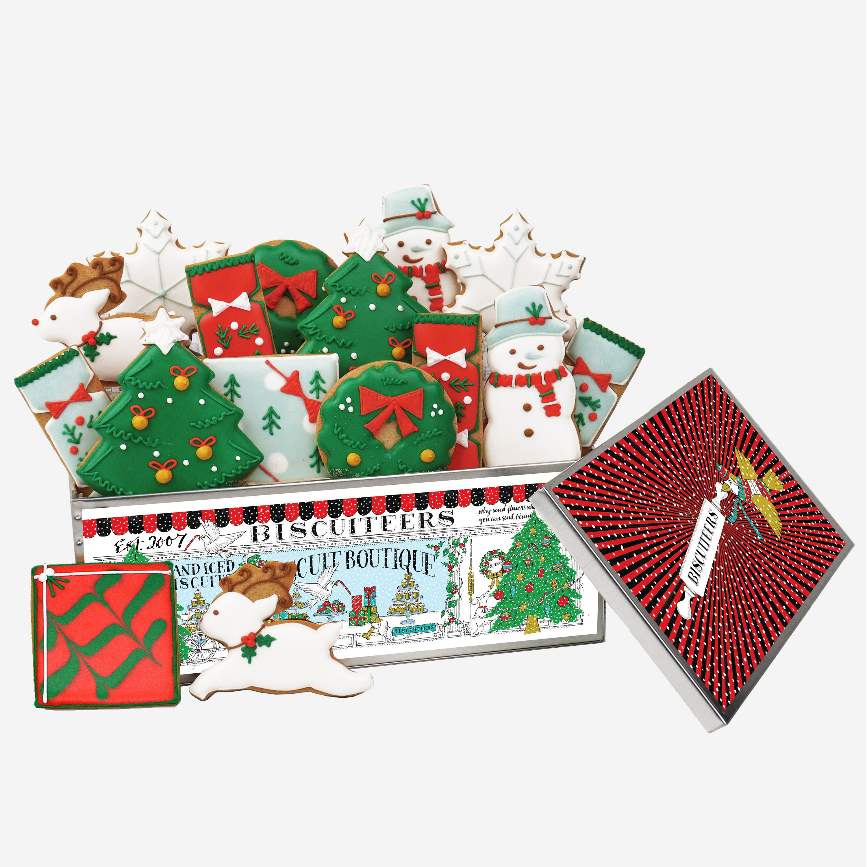 Personalised Without Wheat Merry & Bright Luxe Biscuit Tin