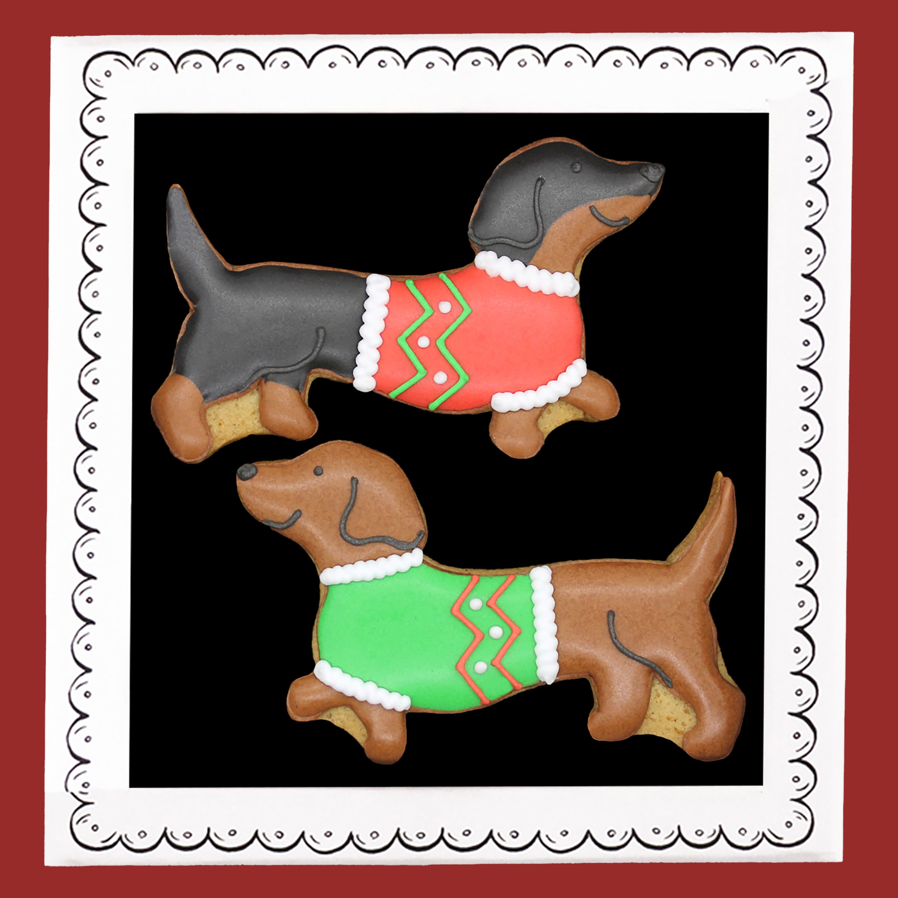 Christmas Sausage Dogs Letterbox Biscuits