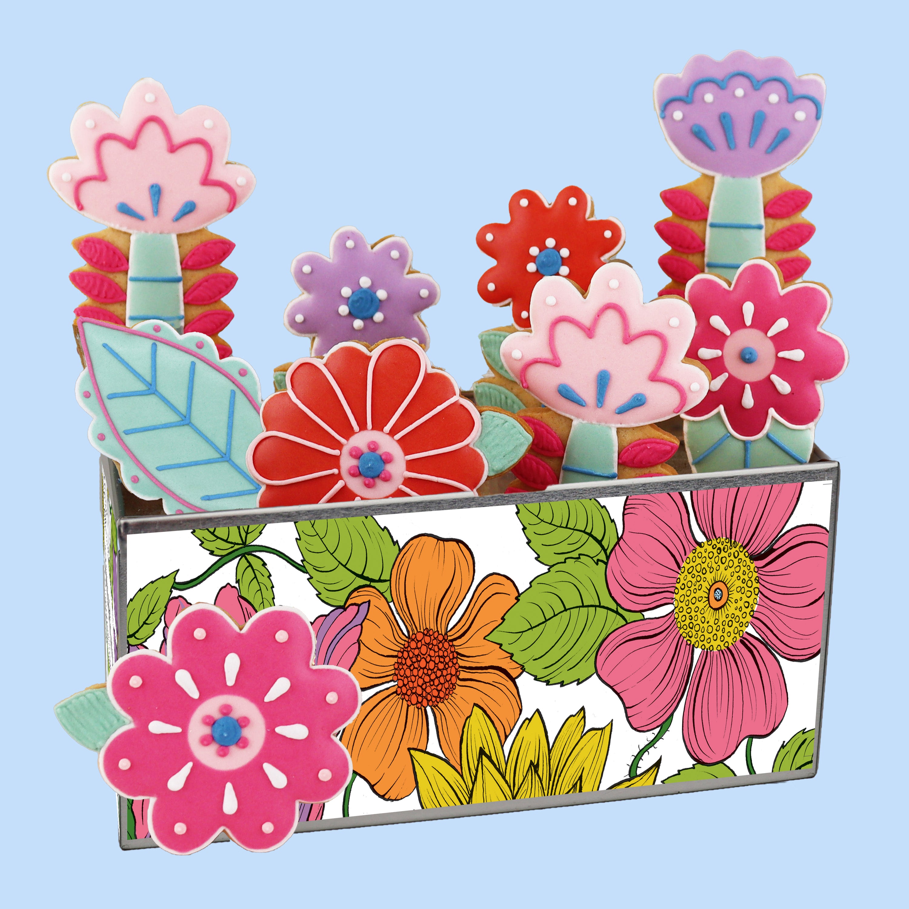 Folk Flowers Biscuit Tin