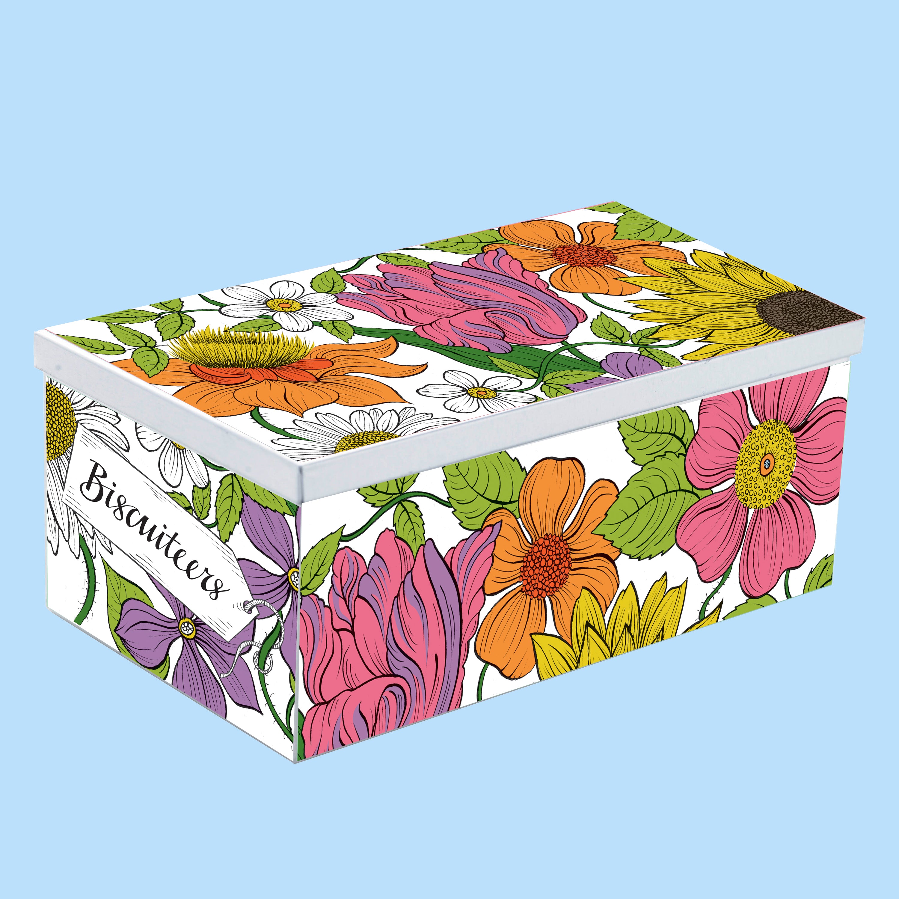 Folk Flowers Biscuit Tin