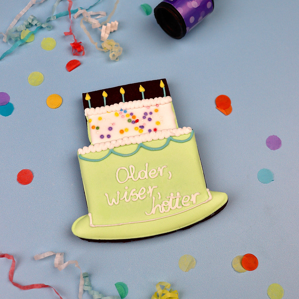 Personalised Green Birthday Cake Letterbox Biscuit